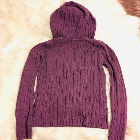💜 OLD NAVY HOODED CABLE SWEATER, PURPLE, SZ S - Picture 2 of 4
